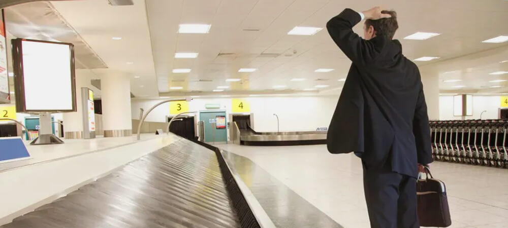 A Man Worried Because His Luggage Got Stolen on Airport